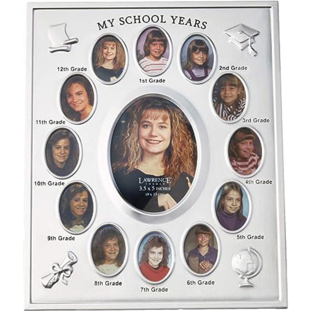 Lawrence Frames - "My School Years" Silver Plated 8x10 Multi Picture Frame, New